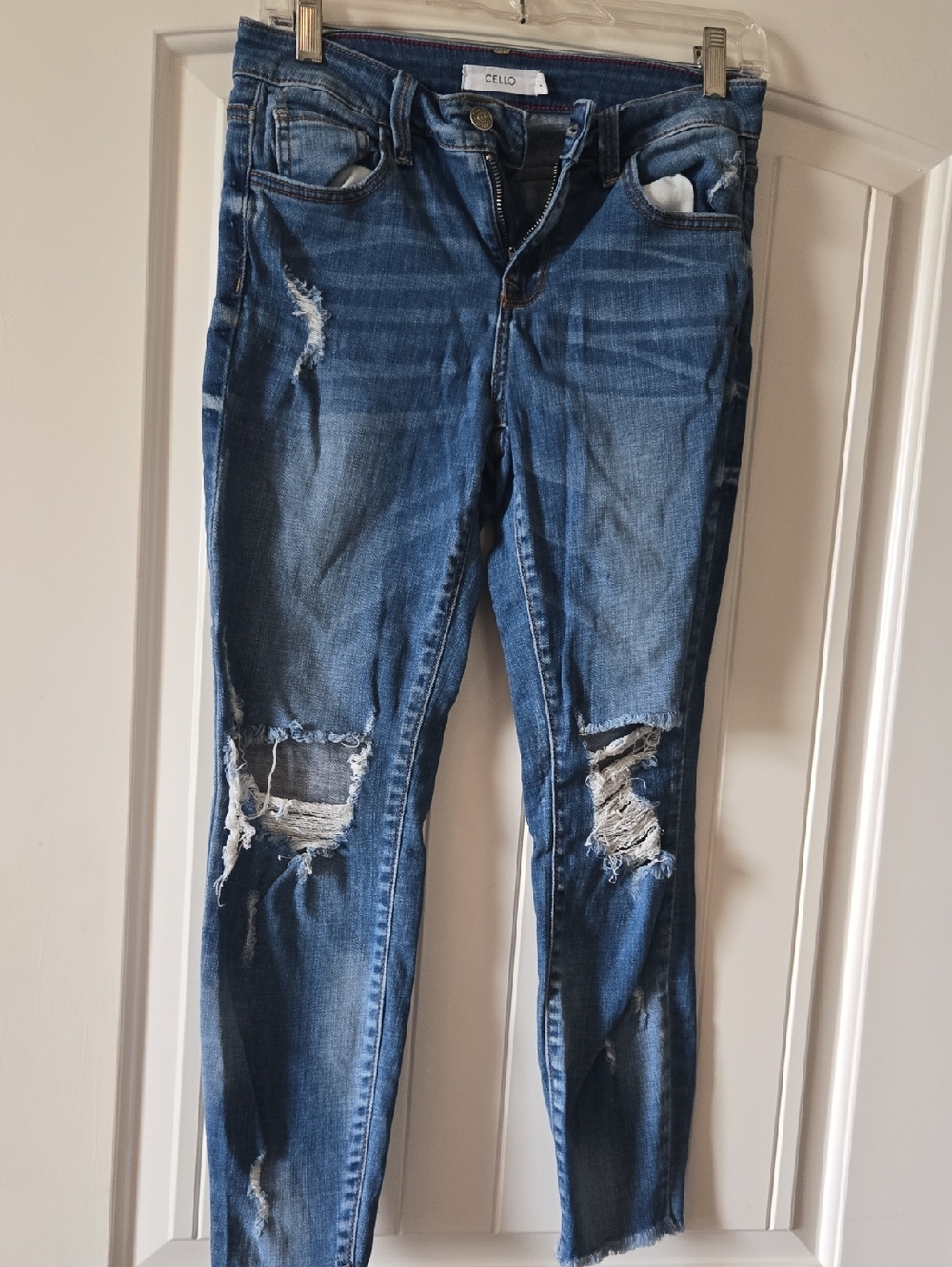 Cello Women's Ripped Skinny Jeans - Blue Denim